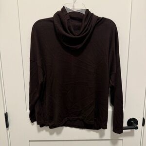 $890 NWT Dusan Large Brown Cowl Neck Sweater Cashmere Silk Pullover Saks Jandel